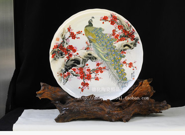 19寸孔雀梅-陶瓷手绘挂盘